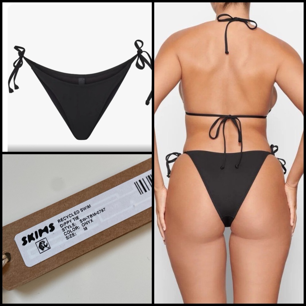 Skims Recycle Swim Dippy Tie in Onyx NWT